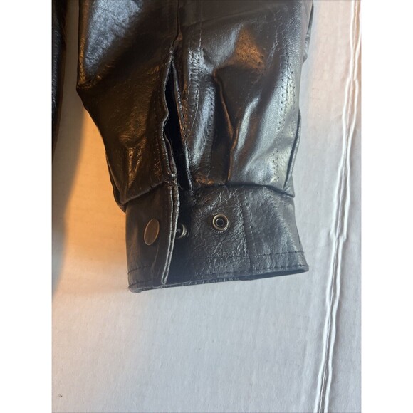 Vintage Napoline Leather Outfitters Genuine Leather Jacket NRA Patch Men Sz XL - Picture 9 of 14
